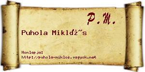 Puhola Miklós névjegykártya